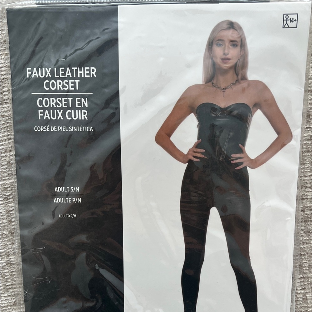 Faux Leather Corset Jumpsuit - Black